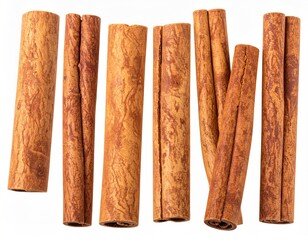Cinnamon sticks, rolled bark, reddish-brown hue