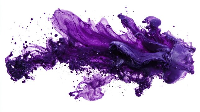 Purple ink swirling, spreading across white surface, creating artistic abstract pattern