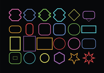 Neon Rainbow Frame Set for Modern Designs and Branding