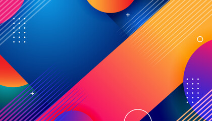 Vibrant abstract geometric background with colorful gradient circles, overlapping shapes, and modern design elements.