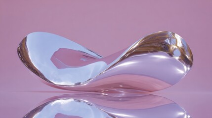 Digital art piece that appears to be a 3d rendering of an abstract object. the object is made up of two curved lines that form a wave-like shape.