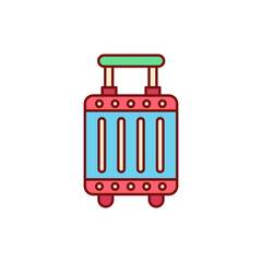 Illustration of a suitcase with wheels and a handle.