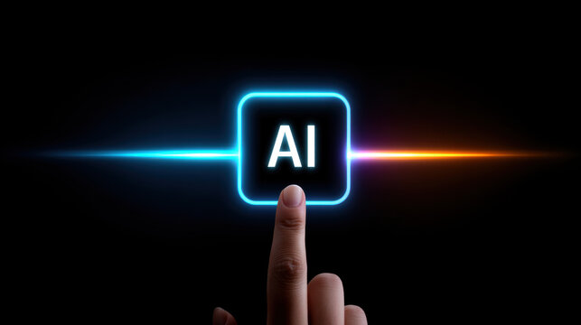 Ai chip in hand as human mind metaphor glowing technology concept