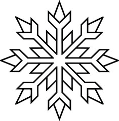 Black line art snowflake symmetrical geometric vector