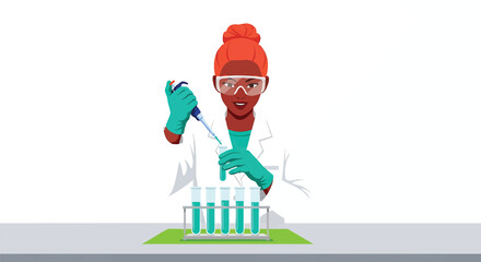 Professional Female Scientist Carefully Conducting Experimentation with Pipette and Test Tubes in a Modern Laboratory Setting with Advanced Equipment and Detailed Scientific Process
