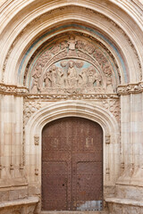 Romanesque arcade apocalypse scene. Sta. Maria Basilica. Puerta perdon. Spain