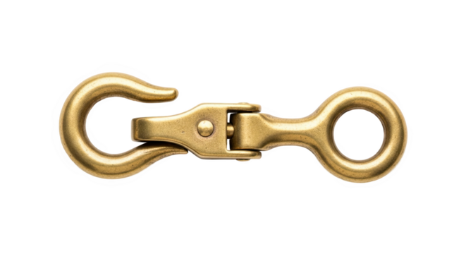 Brass double-ended bolt snap hook with spring-loaded gates—used for securing ropes, leashes, or gear in marine, equestrian, or outdoor settings