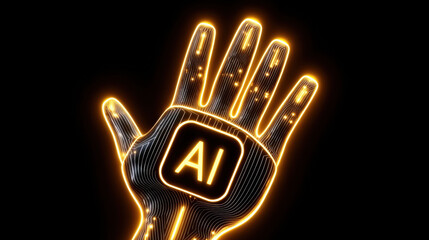 Ai chip neural connections in hand glowing futuristic technology concept