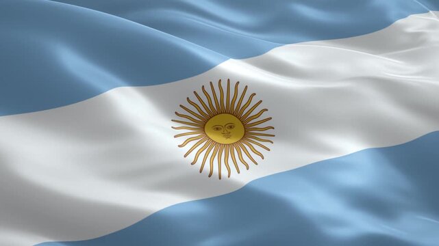 Waving Argentinian flag animated, perfect for patriotic projects or travel promotion, capturing the essence of Argentina's national pride and cultural identity