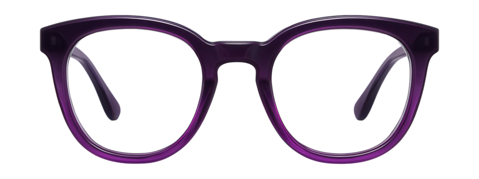Vibrant purple acetate frames featuring a soft gradient design.