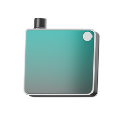 A sleek, modern square water bottle with a teal gradient finish, isolated on a clean white background.