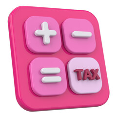 Fototapeta premium 3D Tax Icon Illustration with Calculator and Finance Elements.