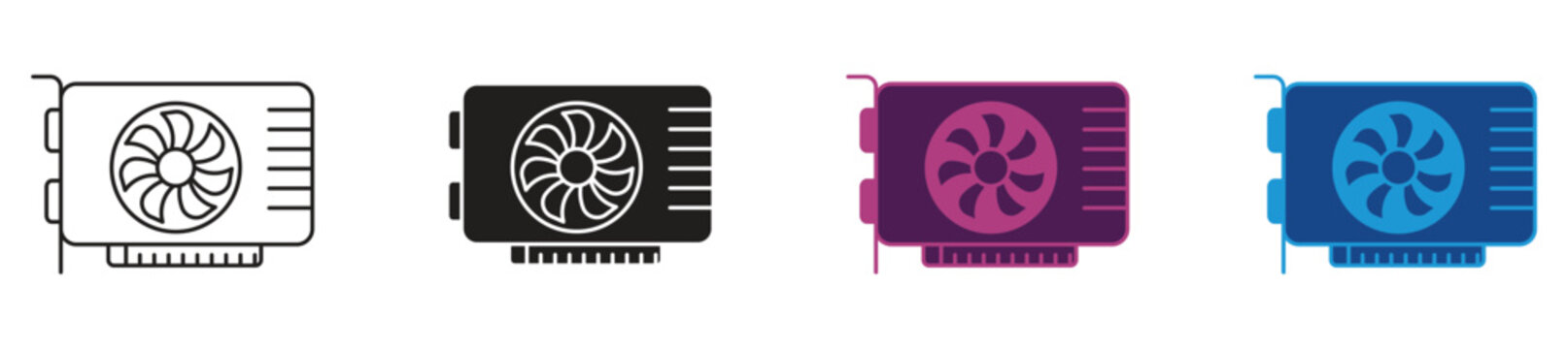 GPU icon set isolated on white background. Vector illustration.