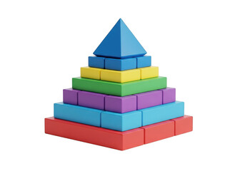 Fototapeta premium Colorful pyramid built of blocks isolated on transparent background
