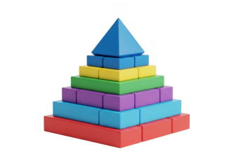 Colorful pyramid built of blocks isolated on transparent background