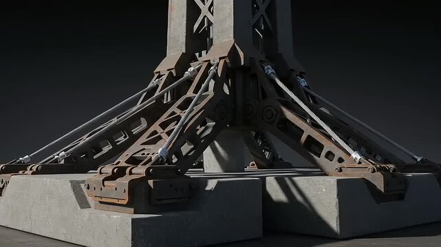 Close up of the Eiffel Tower base structure details in Paris.