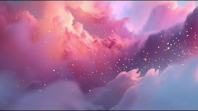 Dreamy pastel colored sky with soft clouds and sparkling stars