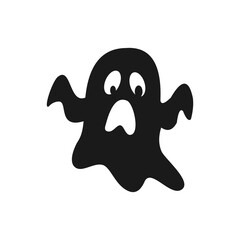 Ghost Logo Vector Illustration for Halloween with Spooky Cartoon Spirit Character for Fun Holiday Design