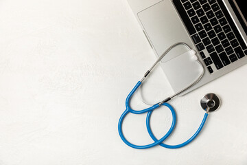 Stethoscope on the table. Medical instrument. Medical concept. Healthcare. Health Day.Doctor...