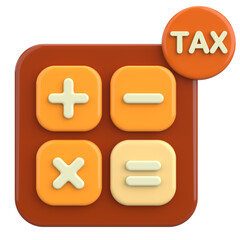 3D Tax Icon Illustration with Calculator and Finance Elements.