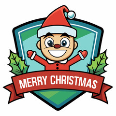 Merry Christmas greeting badge vector. 
Christmas decoration icons, labels, illustration and elements .