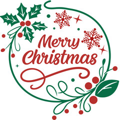 Merry Christmas greeting badge vector. 
Christmas decoration icons, labels, illustration and elements .