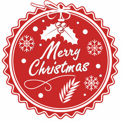 Merry Christmas greeting badge vector. 
Christmas decoration icons, labels, illustration and elements .