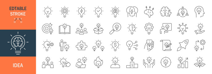 Idea icon set. Editable line icons. Vector illustration. 