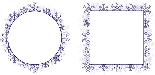 Ozdobne ramki w płatki śniegu. © EmBer_graphic