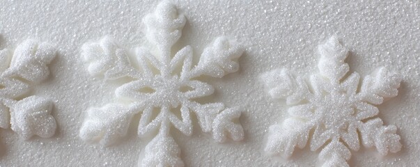 Delicate sugar snowflakes on white background for winter decor and holiday inspiration
