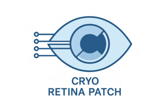 Bionic eye concept logo representing cryo retina patch