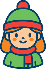 Girl in Winter Hat Cute Character Icon