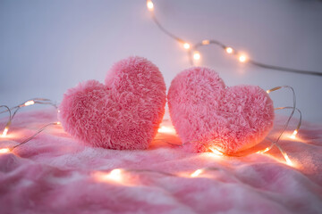 Soft Pink Hearts and Sparkling Lights for a Romantic Valentine&rsquo;s Day