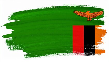 Painted Grunge Style Zambian Flag Art with Orange Eagle
