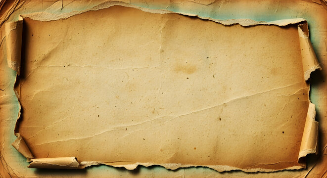 An old, burnt parchment scroll with curled edges on a vintage paper background.