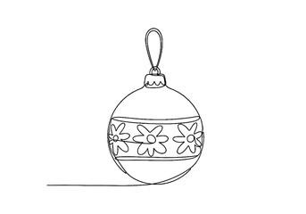Christmas ornament with floral pattern hanging on string decoration  