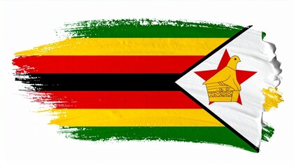 Painted Grunge Style Zimbabwe Flag Art with Bird Symbol