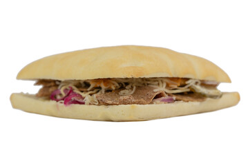 the sandwich with fresh kebab meat