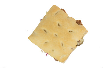 the sandwich with fresh kebab meat