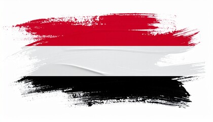 Grunge Style Yemeni Flag Art Abstract Red White and Black National Banner