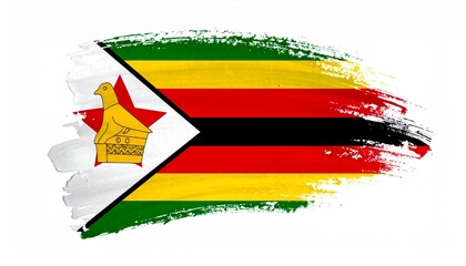 Painted Grunge Style Zimbabwe Flag Art with Bird Symbol