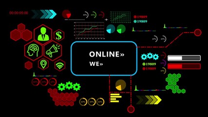 Futuristic Digital Dashboard with Graphs and Data Visualizations on Black Background technology - Powered by Adobe