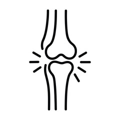 Knee joint pain icon with radiating lines