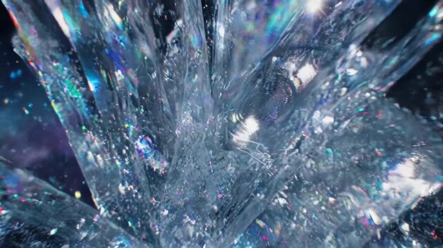 Crystalline formation with iridescent effects; abstract and ethereal