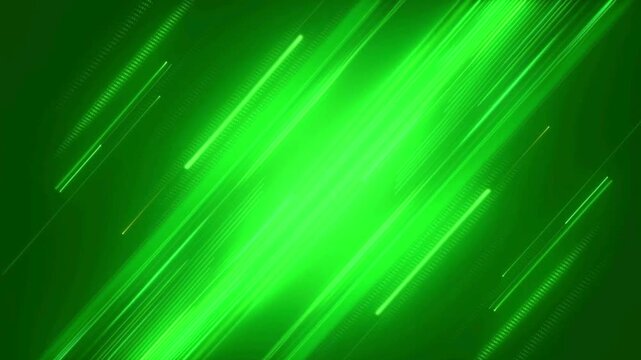 Vibrant green abstract background with glowing diagonal light streaks creating a dynamic and energetic visual effect.