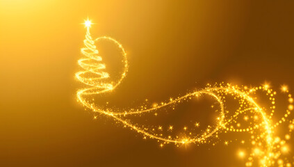 Obraz premium Magic Gold Christmas Tree Sparkle and Golden Background