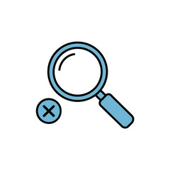 Magnifying glass with a red x symbol