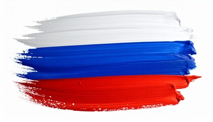 Painted Grunge Style Russia Flag Art White Blue and Red Tricolor