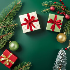 christmas background with christmas tree and balls