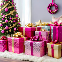 christmas tree and gifts